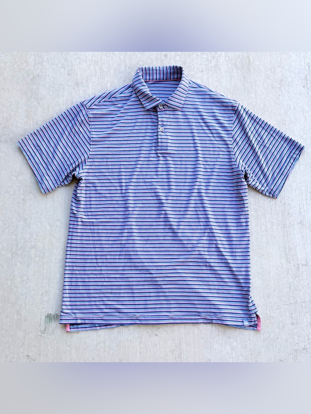Peter Millar Golf Polo Size Medium Striped Stretch Purple